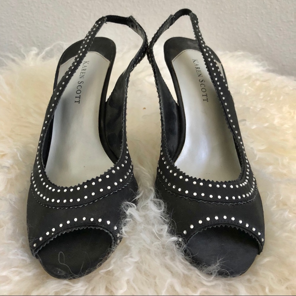 Sweet Black Jeweled Sling Back
